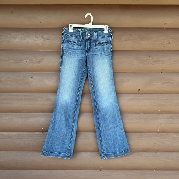 Ariat Denim - Ariat Denim Trouser Jeans Women's 26L Flare Wide Leg Double Button Western Boho